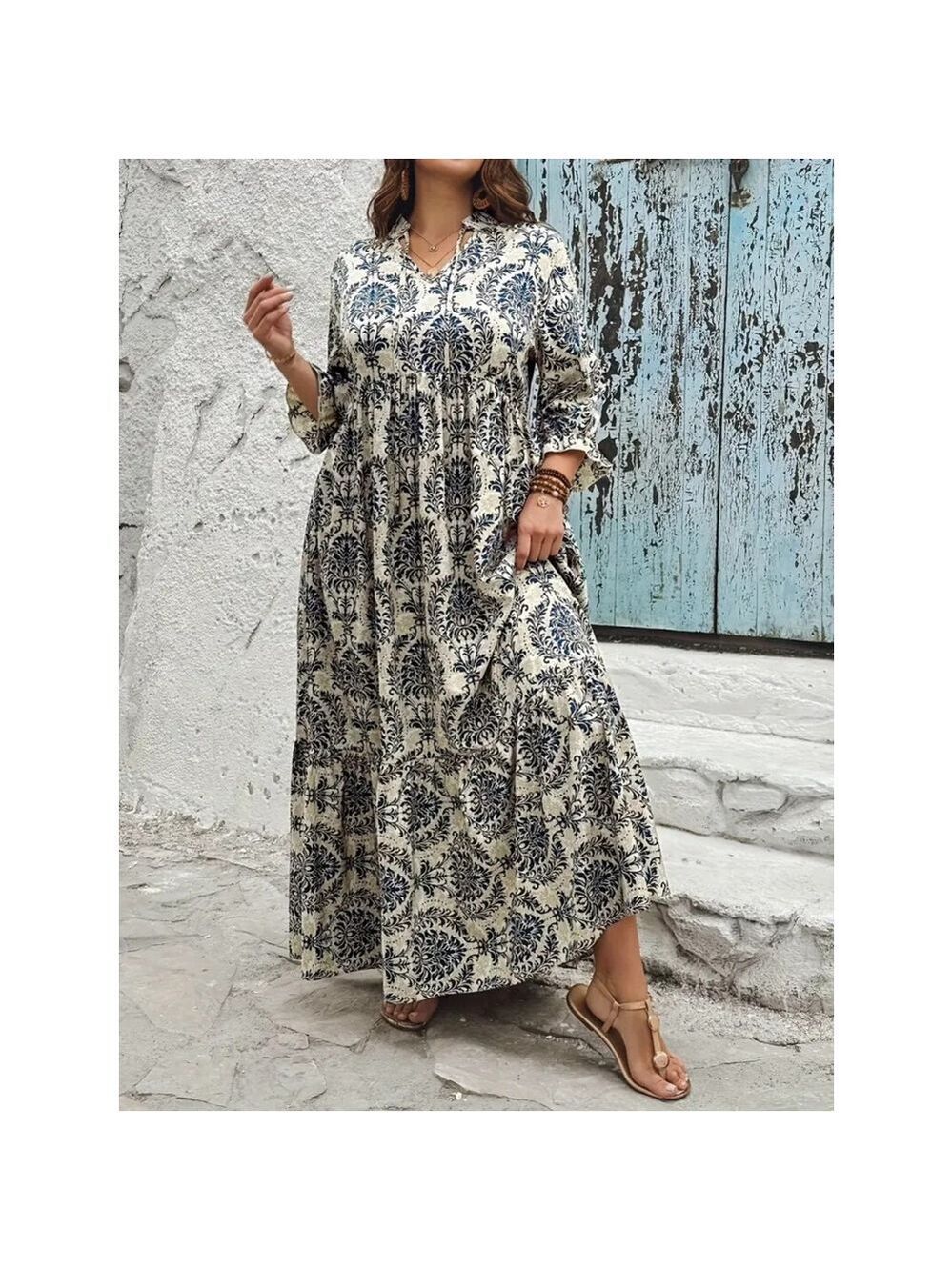 Osadía 3XL Black White Abstract Maxi Dress Sleeveless A-Line US 18 Polyester